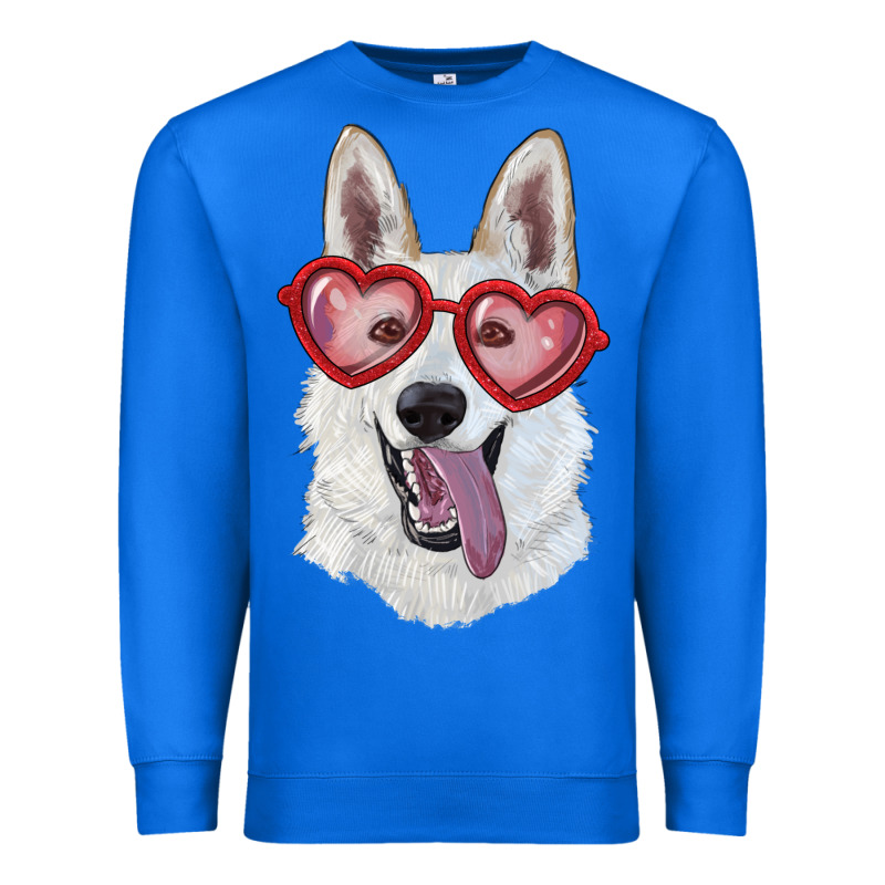 White Shepherd With Love Glasses Premium Sweatshirt by RanaPortraitStore | Teevron