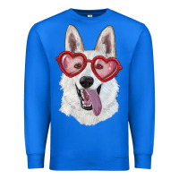 True Royal white shepherd with love glasses Premium Sweatshirt - RanaPortraitStore