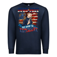 Navy born free but now im expensive Premium Sweatshirt - texasbilliewilder