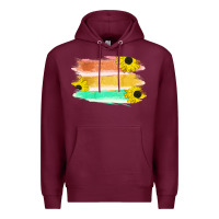 Burgundy Colored Triple Sunflower Brush Strokes Premium Hoodie - Bettercallsaul
