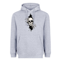 Heather Grey skull in the wall file Heavyweight Hoodie - MaliasSmallBusiness