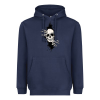 Navy skull in the wall file Heavyweight Hoodie - MaliasSmallBusiness
