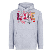 Heather Grey love nurse valentines day Heavyweight Hoodie - MaliasSmallBusiness
