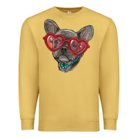 Antique Gold french bulldog with love glasses Premium Sweatshirt - RanaPortraitStore