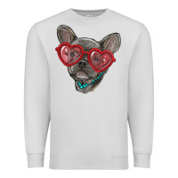 Dove Grey french bulldog with love glasses Premium Sweatshirt - RanaPortraitStore