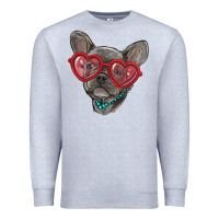Heather Grey french bulldog with love glasses Premium Sweatshirt - RanaPortraitStore