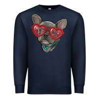 Navy french bulldog with love glasses Premium Sweatshirt - RanaPortraitStore