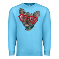 Ocean Blue french bulldog with love glasses Premium Sweatshirt - RanaPortraitStore