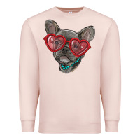 Pale Pink french bulldog with love glasses Premium Sweatshirt - RanaPortraitStore