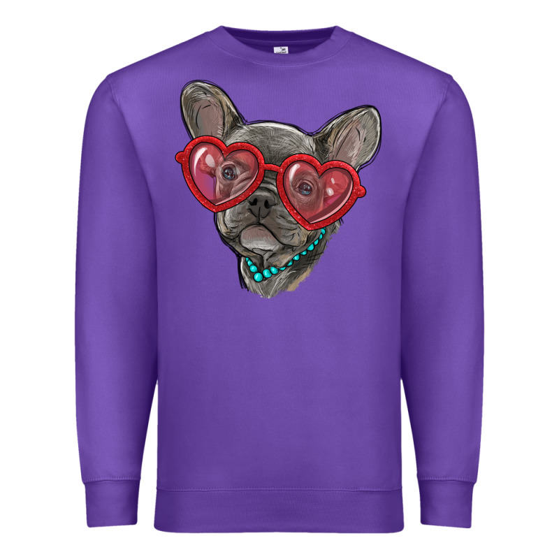 French Bulldog With Love Glasses Premium Sweatshirt by RanaPortraitStore | Teevron