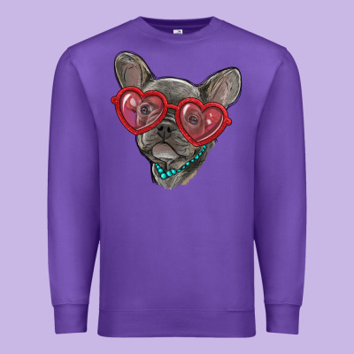 Premium Sweatshirt french bulldog with love glasses