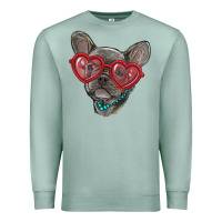 Seafoam french bulldog with love glasses Premium Sweatshirt - RanaPortraitStore