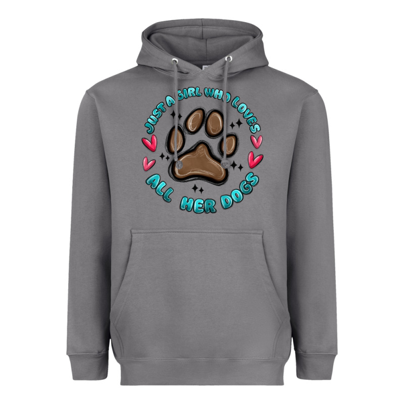 Just A Girl Who Loves All Her Dogs Heavyweight Hoodie by MaliasSmallBusiness | Teevron