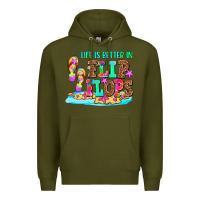 Army Green life is better in flip flops Premium Hoodie - AdoDesignShop