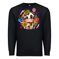 Black cute cow fourth of july Premium Sweatshirt - texasbilliewilder