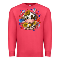 Cardinal cute cow fourth of july Premium Sweatshirt - texasbilliewilder
