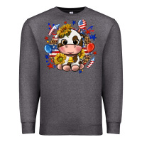 Charcoal Heather cute cow fourth of july Premium Sweatshirt - texasbilliewilder