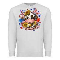 Dove Grey cute cow fourth of july Premium Sweatshirt - texasbilliewilder