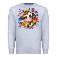 Heather Grey cute cow fourth of july Premium Sweatshirt - texasbilliewilder