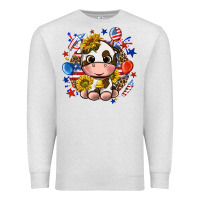 Oatmeal Heather cute cow fourth of july Premium Sweatshirt - texasbilliewilder