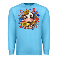 Ocean Blue cute cow fourth of july Premium Sweatshirt - texasbilliewilder
