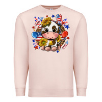 Pale Pink cute cow fourth of july Premium Sweatshirt - texasbilliewilder