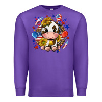Purple cute cow fourth of july Premium Sweatshirt - texasbilliewilder