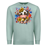 Seafoam cute cow fourth of july Premium Sweatshirt - texasbilliewilder