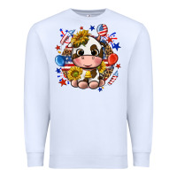 White cute cow fourth of july Premium Sweatshirt - texasbilliewilder