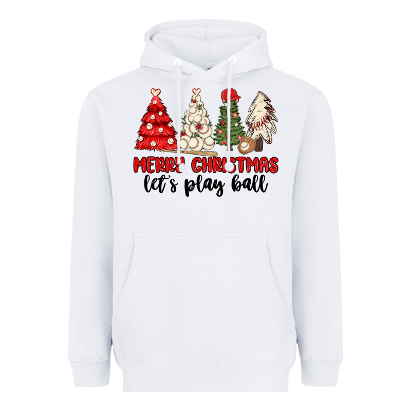 Merry Christmas Let S Play Ball Baseball Heavyweight Hoodie by MaliasSmallBusiness | Teevron