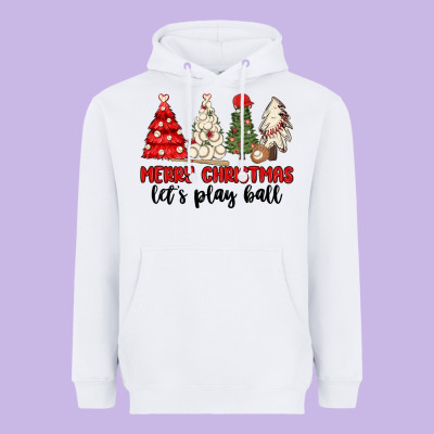 Heavyweight Hoodie merry christmas let s play ball baseball