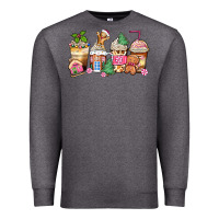 Charcoal Heather pink gingerbread coffee cups Premium Sweatshirt - Zillion Design Studio