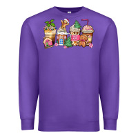 Purple pink gingerbread coffee cups Premium Sweatshirt - Zillion Design Studio