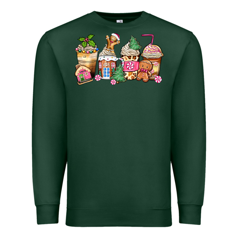 Pink Gingerbread Coffee Cups Premium Sweatshirt by Zillion Design Studio | Teevron