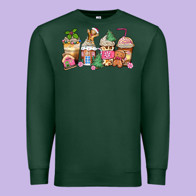 Premium Sweatshirt pink gingerbread coffee cups