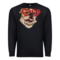 Black english bulldog with love glass Premium Sweatshirt - RanaPortraitStore