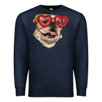 Navy english bulldog with love glass Premium Sweatshirt - RanaPortraitStore