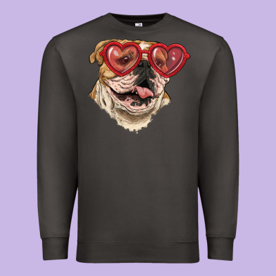 Premium Sweatshirt english bulldog with love glass