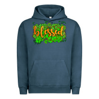 Pigment Midnight Navy blessed with  shamrocks Urban Hoodie - AdoDesignShop