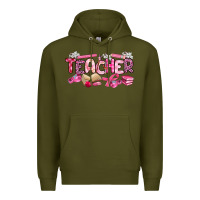 Army Green breast cancer teacher Premium Hoodie - Artiststas