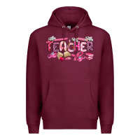Burgundy breast cancer teacher Premium Hoodie - Artiststas
