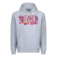 Heather Grey breast cancer teacher Premium Hoodie - Artiststas