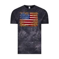 Cloud Black american flag and leopard Vintage Tee - Artiststas