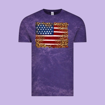 American Flag And Leopard Vintage Tee Designed By Artiststas