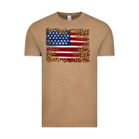 Vintage Coffee american flag and leopard Vintage Tee - Artiststas