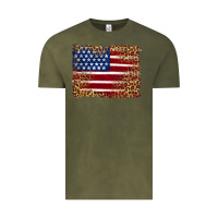 Vintage Olive american flag and leopard Vintage Tee - Artiststas