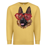 Antique Gold german shepherd with love glasses Premium Sweatshirt - RanaPortraitStore