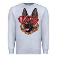 Heather Grey german shepherd with love glasses Premium Sweatshirt - RanaPortraitStore