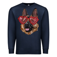 Navy german shepherd with love glasses Premium Sweatshirt - RanaPortraitStore