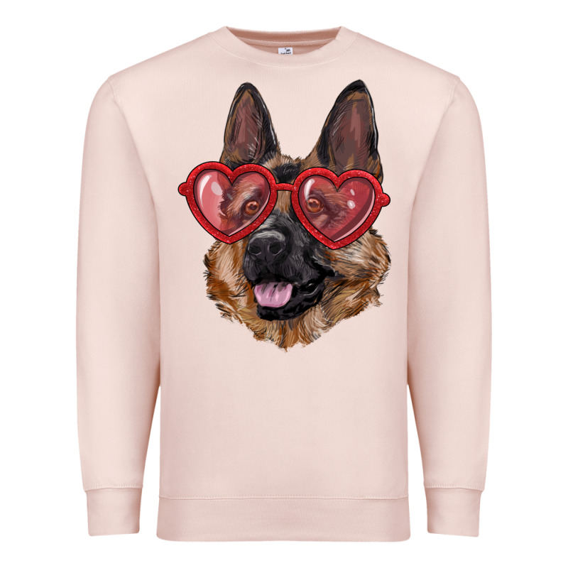 German Shepherd With Love Glasses Premium Sweatshirt by RanaPortraitStore | Teevron